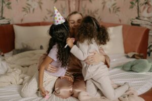 Bedtime hugs with kids